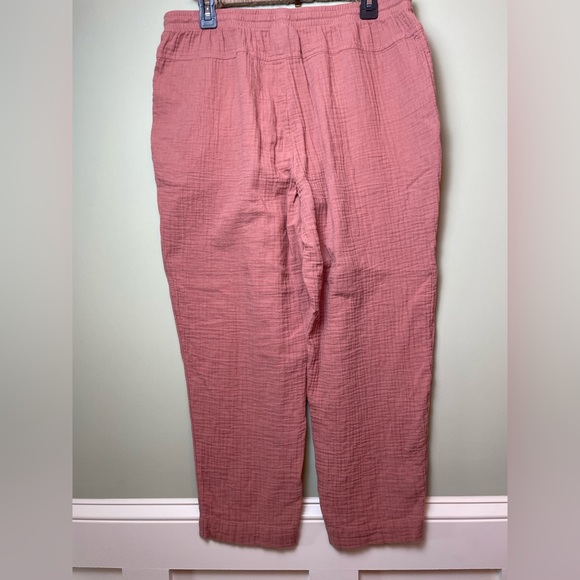 Like New 100% Cotton Relaxed Tie Waist Pants Dusty Rose Brown Large - Picture 3 of 12